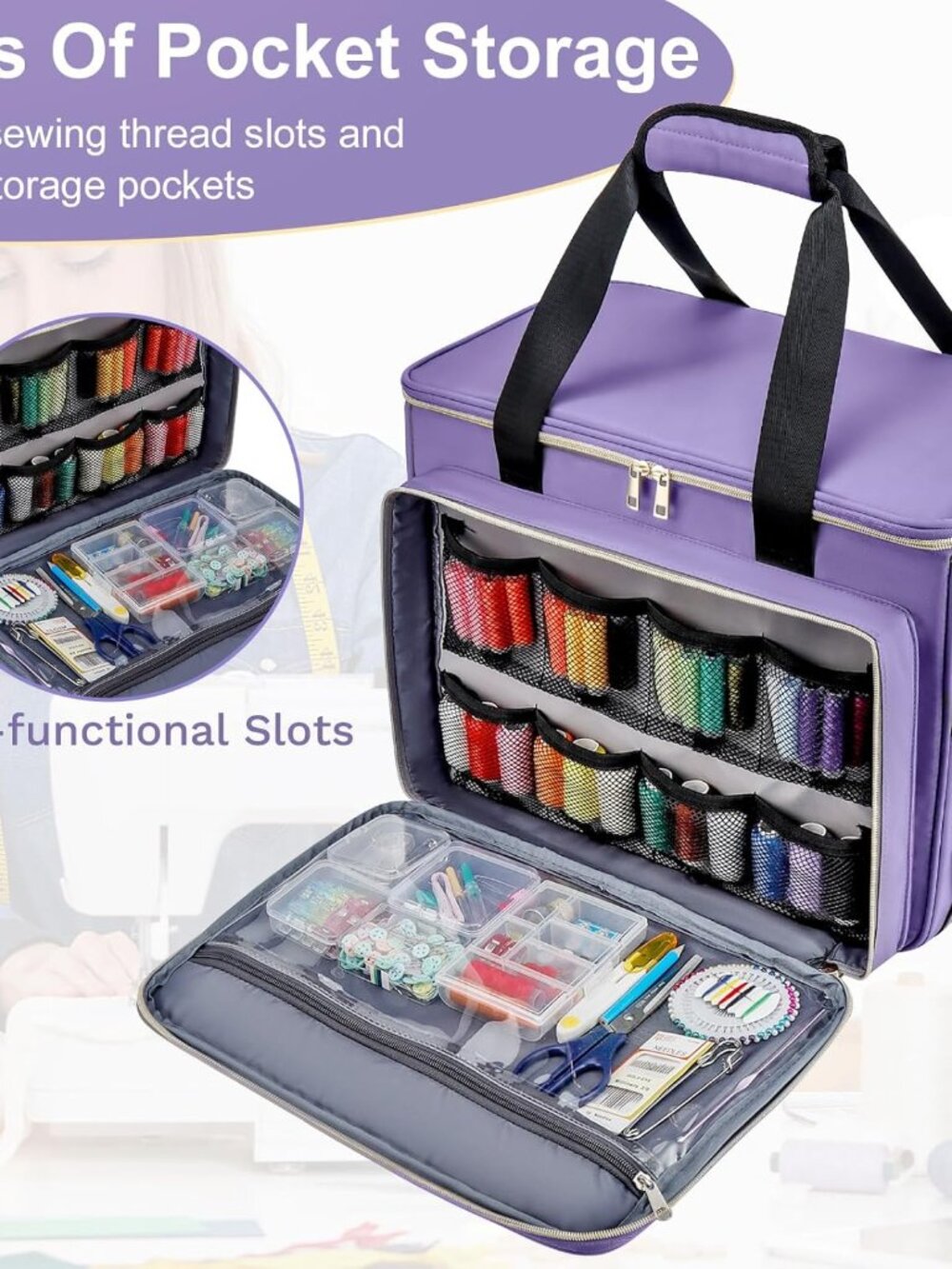 Sewing Machine Carrying Case with Removable Bottom Padding, Sewing Machine Bag F - Picture 3 of 8